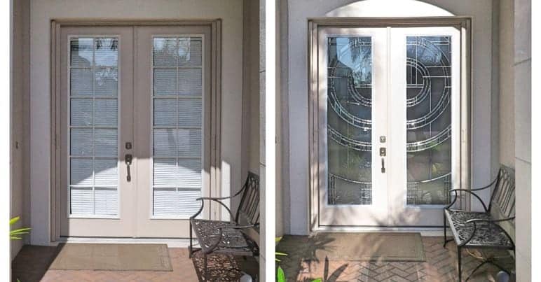 Add glass to an existing door, before and after.