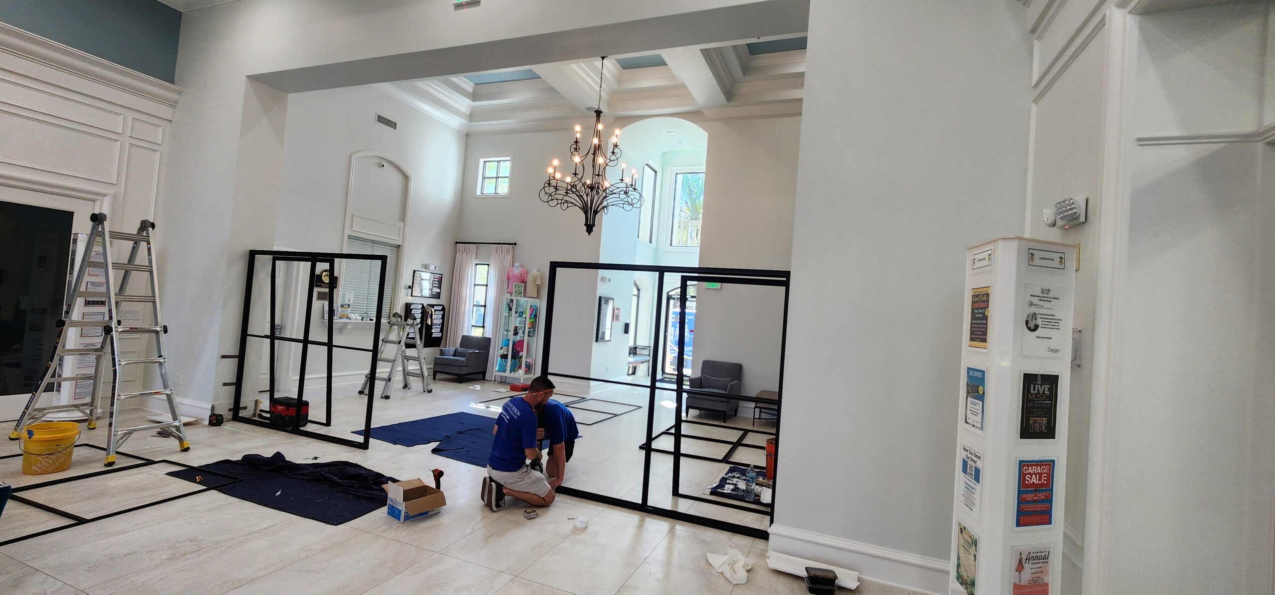 Installing Custom Aluminum Framed Glass Partitions Glass Designs Scaled